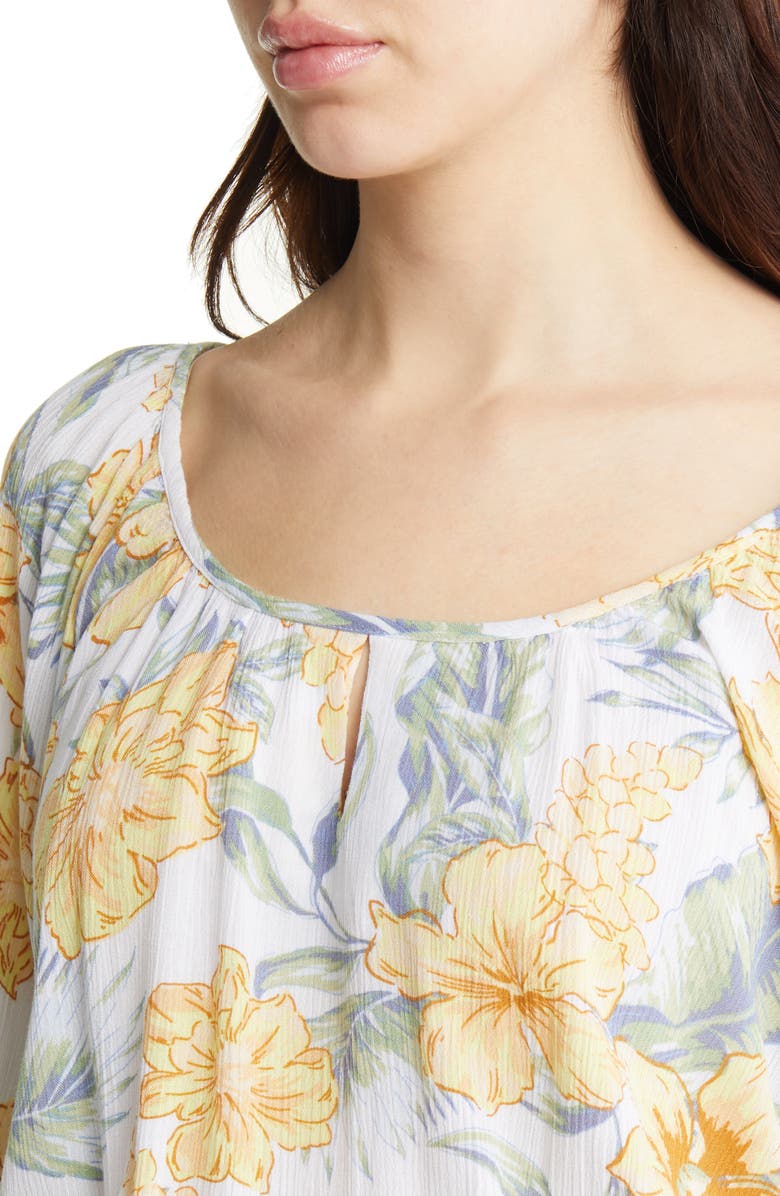 Rip Curl Always Floral Bubble Hem Top, Alternate, color, White