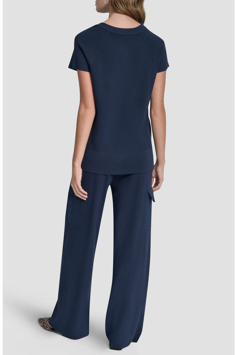 Satin Pocket Short Sleeve Sweater, Alternate, color, HUDSON BLUE