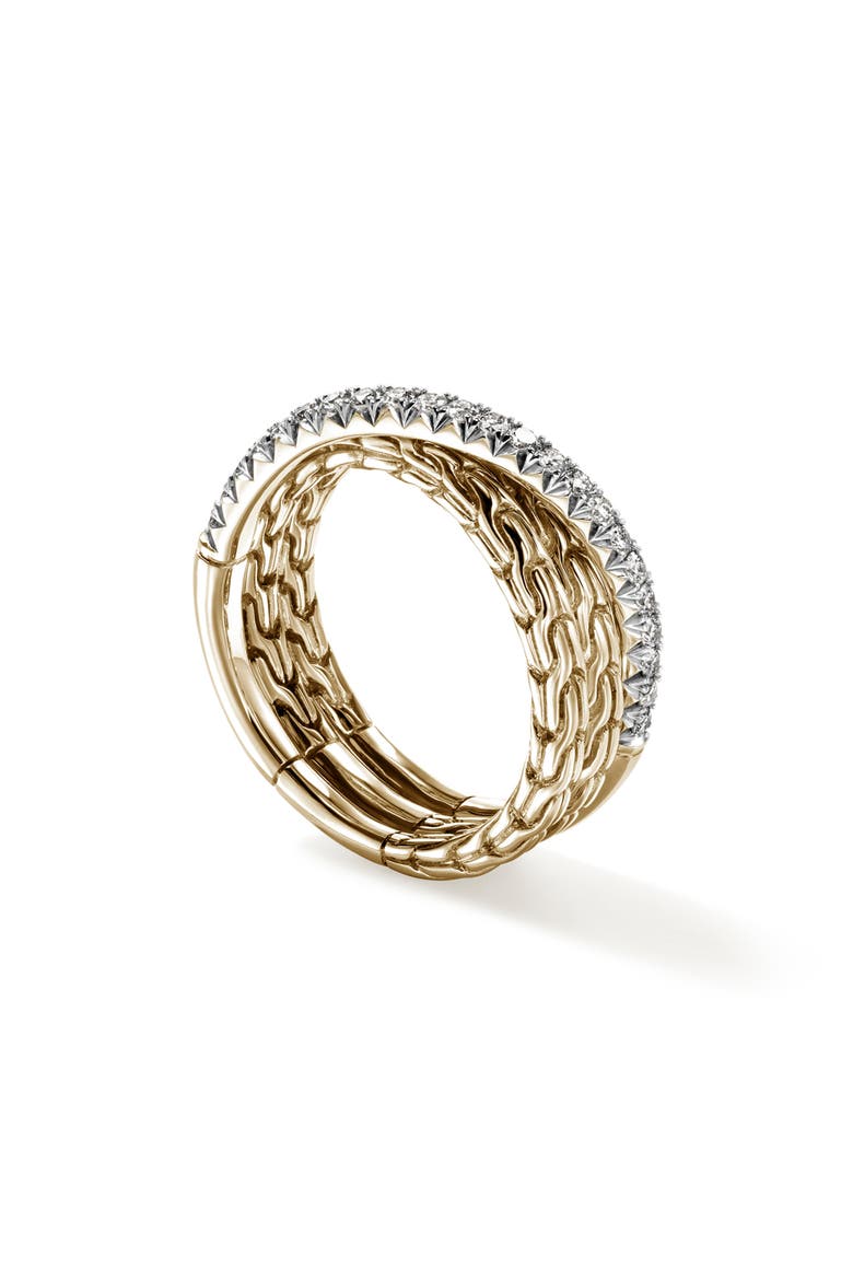 JH Essential Pavé Crossover Ring, Gold, Diamonds, Alternate, color, GOLD