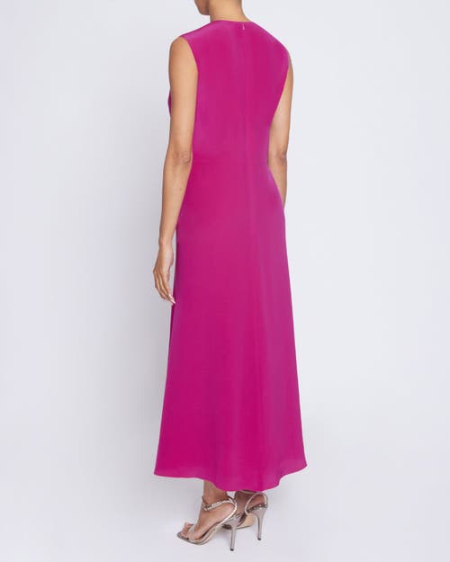 Santorelli Kay Sleeveless Silk Fit And Flare Keyhole Midi Dress In Magenta