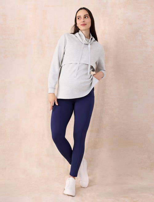 Motherhood Maternity Over The Belly Side Pocket Active Maternity Leggings In Blue