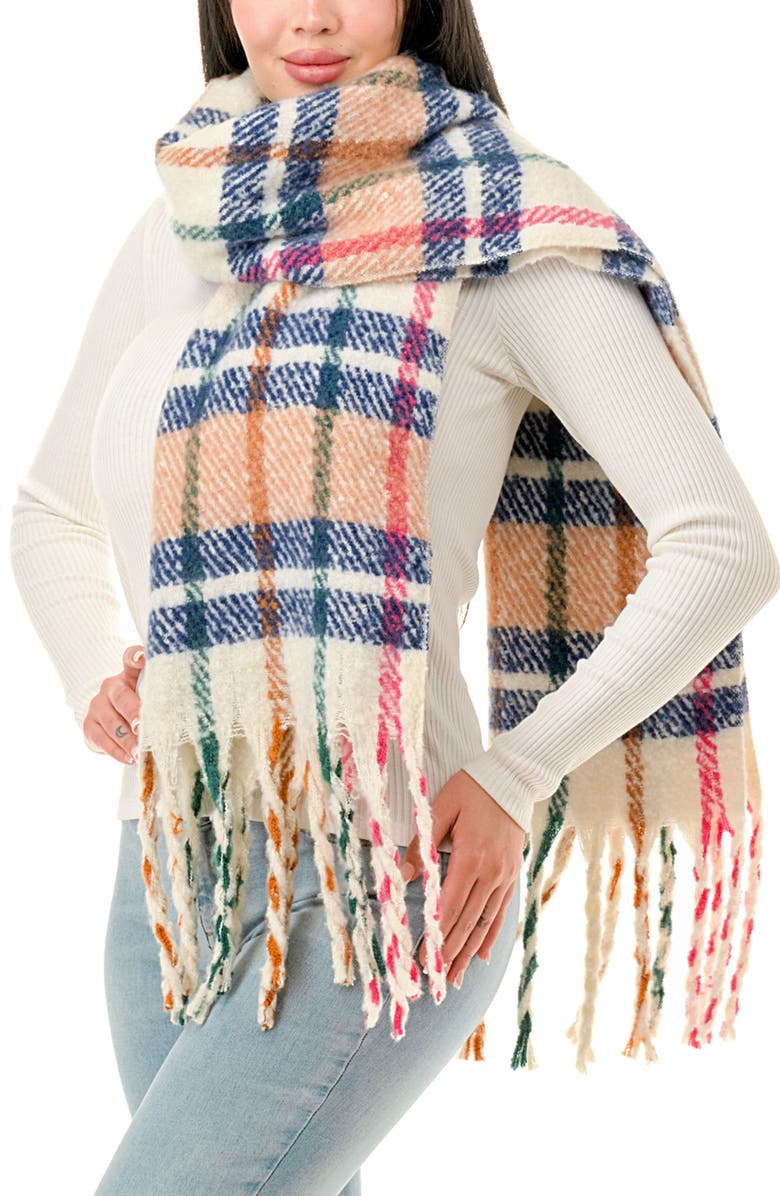 MARCUS ADLER Plaid Scarf, Main, color, Green