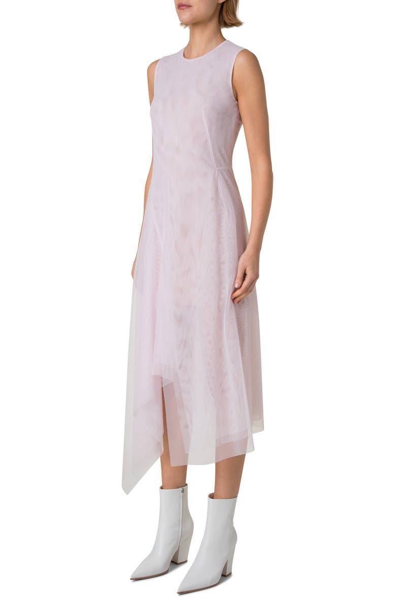 Akris Sleeveless Technical Tulle Dress, Alternate, color, Blush