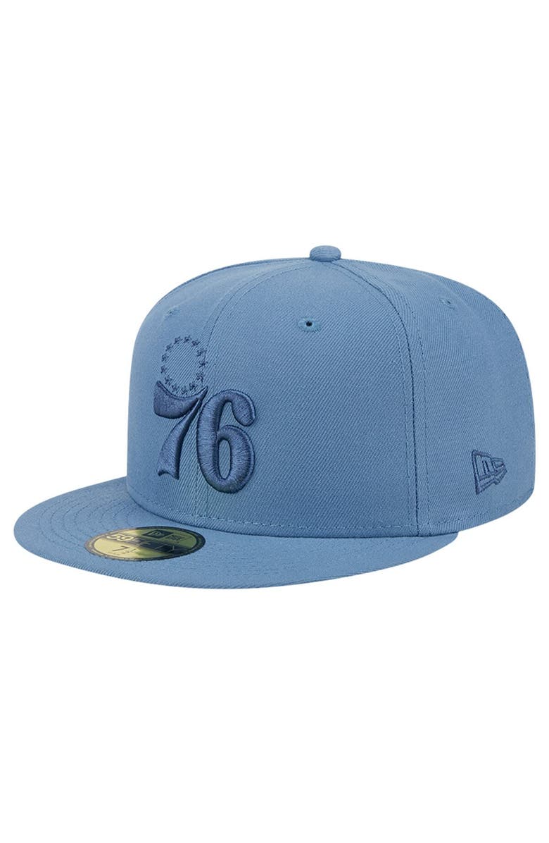 New Era Men's New Era Blue Philadelphia 76ers Color Pack Faded Tonal 59FIFTY Fitted Hat, Main, color, 