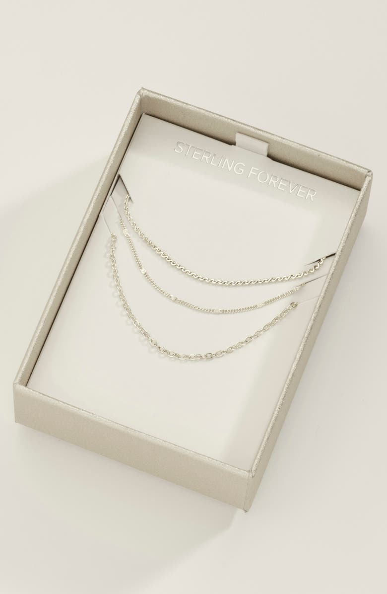 Sterling Forever Layered Chain Necklace, Alternate, color, 