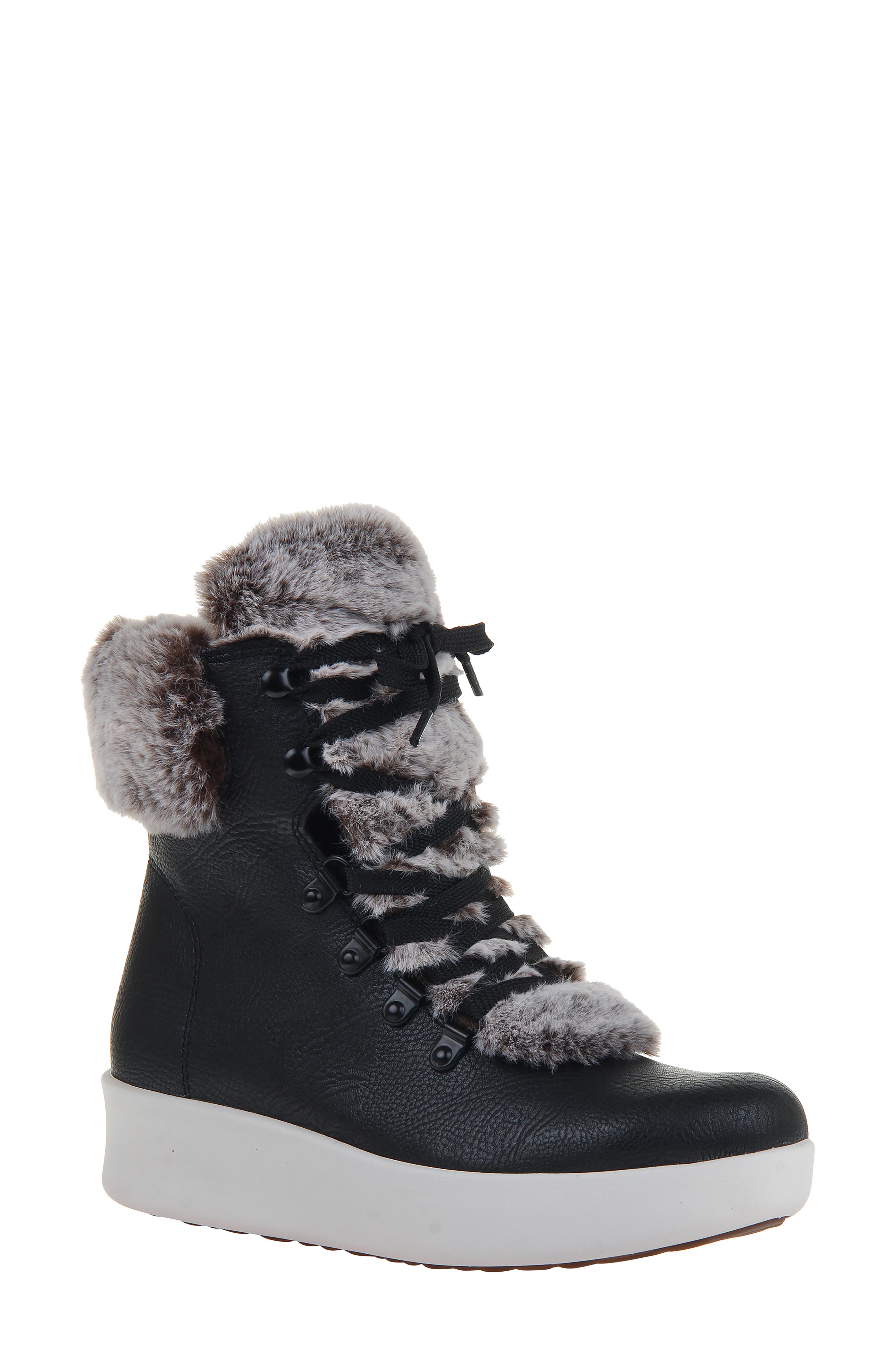 Roam Faux Fur Water Resistant Platform Boot, Main, color, BLACK FAUX LEATHER