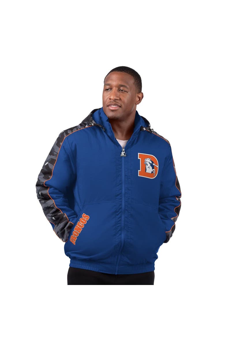 STARTER Men's Starter Navy Denver Broncos Thursday Night Gridiron Full-Zip Hoodie Jacket, Alternate, color, Navy
