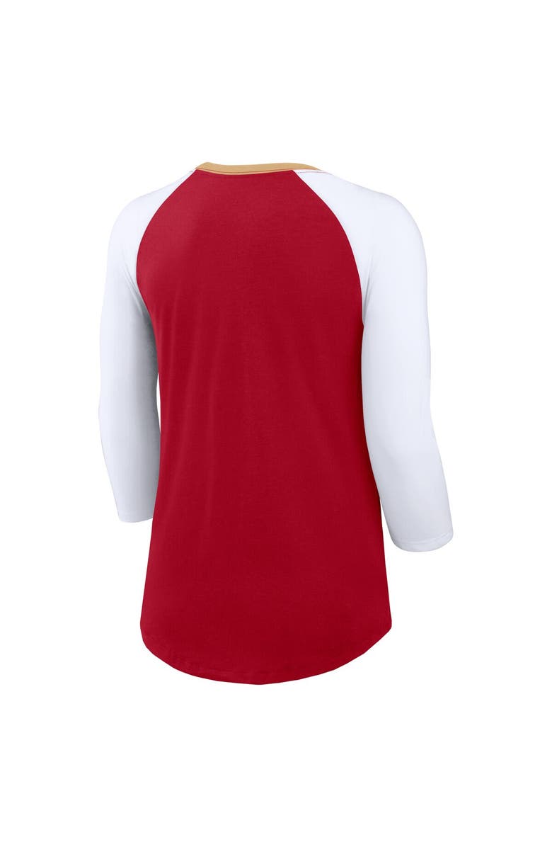 Nike Women's Nike Scarlet/White San Francisco 49ers Knockout Arch Raglan Tri-Blend 3/4-Sleeve T-Shirt, Alternate, color, 
