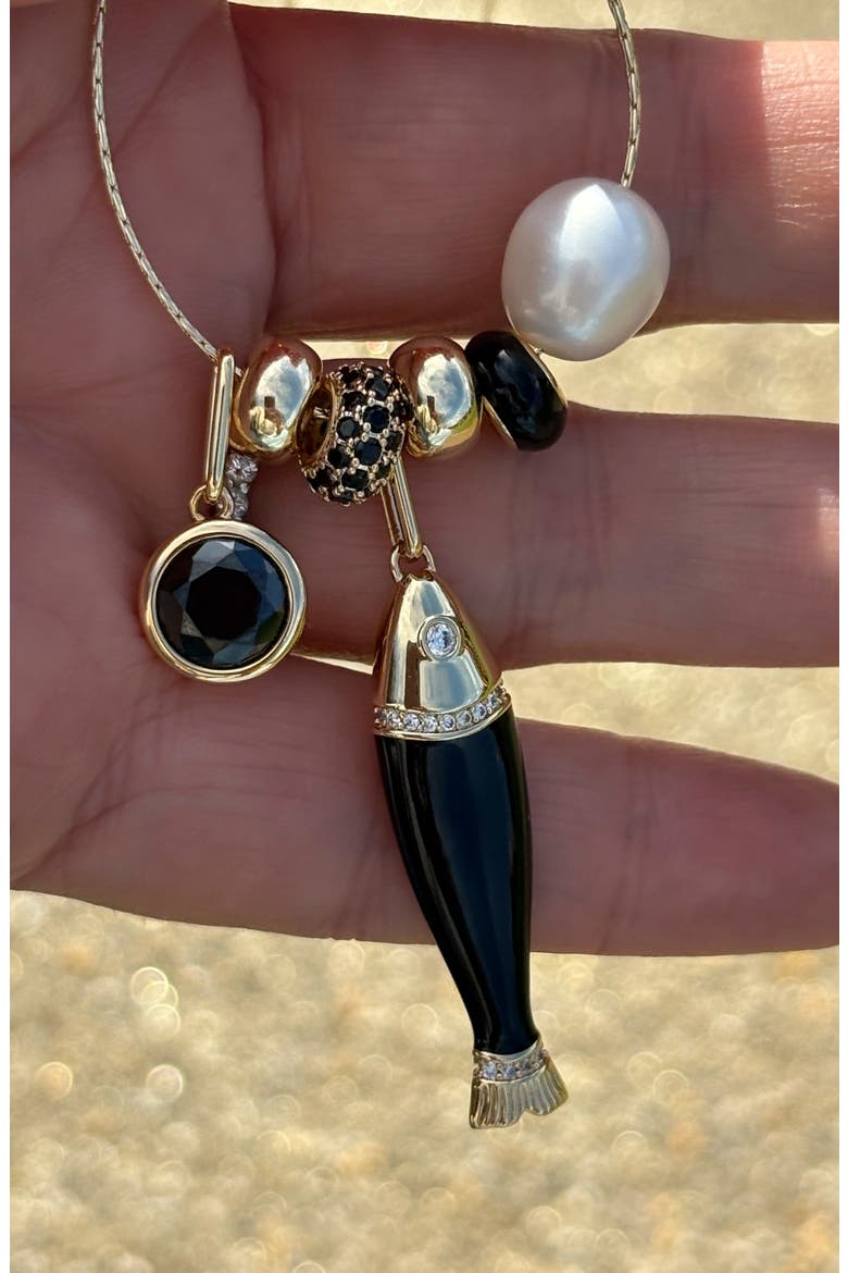Marin Fish Charm, Alternate, color, BLACK