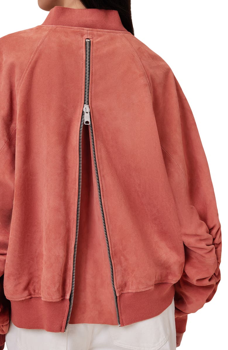 AllSaints Dana Suede Bomber Jacket, Alternate, color, 