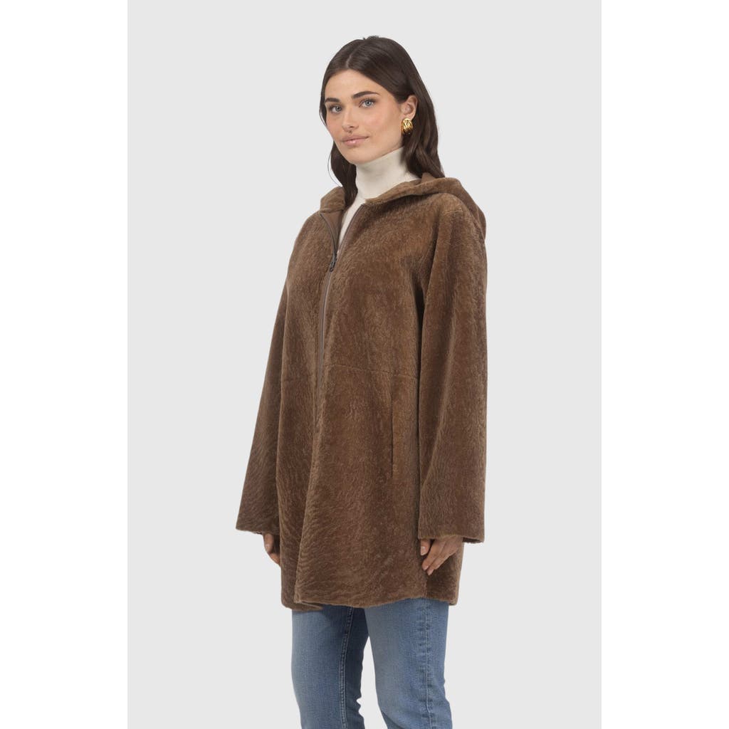 Gorski Reversible Textured Shearling Lamb Jacket In Brown