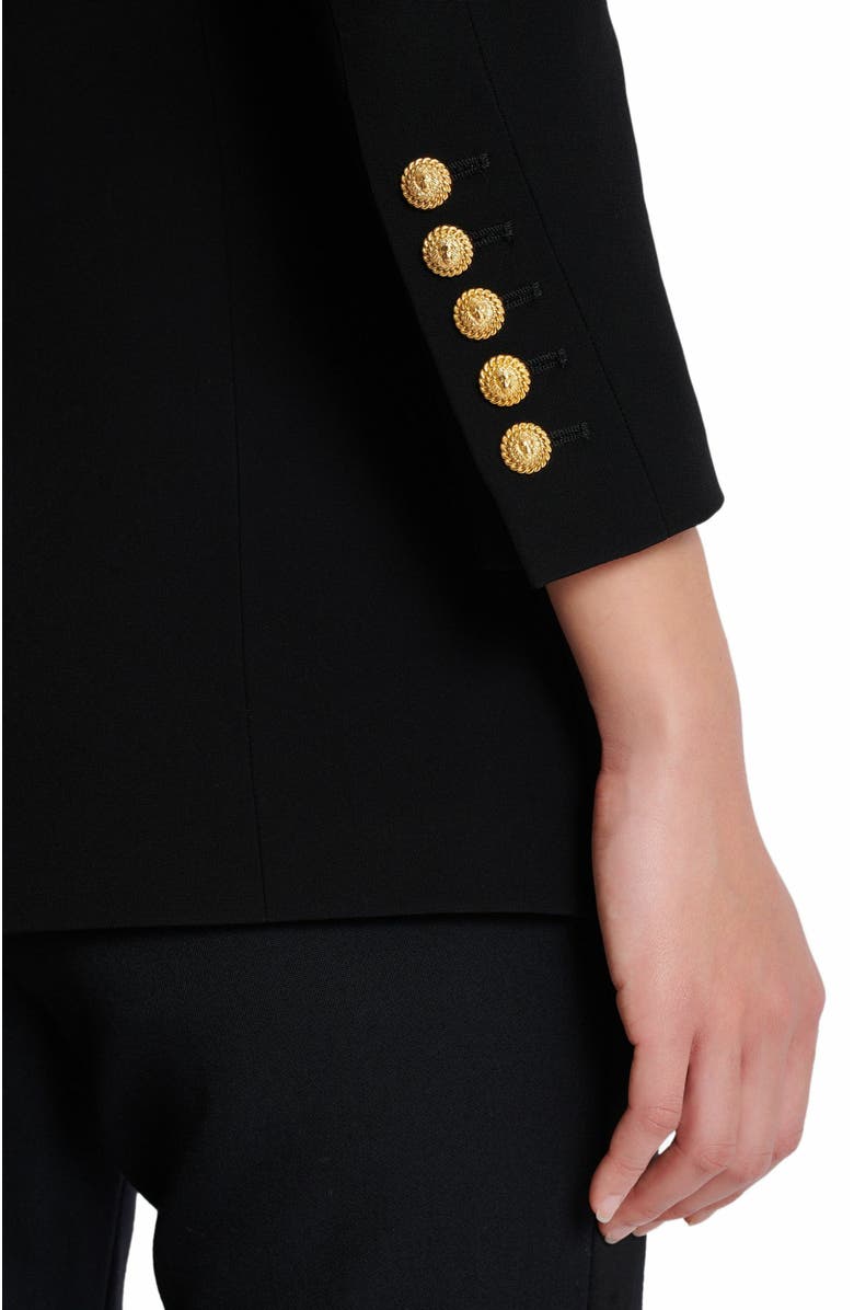 Balmain Asymmetric Jacket With Structured Shoulder, Alternate, color, Black