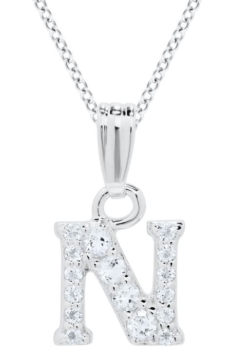 White Topaz Pavé Initial Pendant Necklace (Baby)