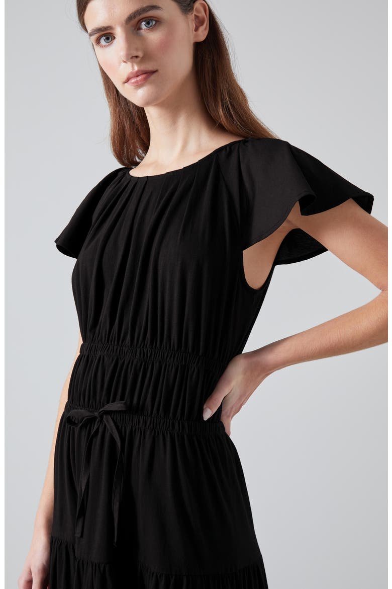 Carla Ruffle Sleeve Tiered Maxi Dress, Alternate, color, BLACK