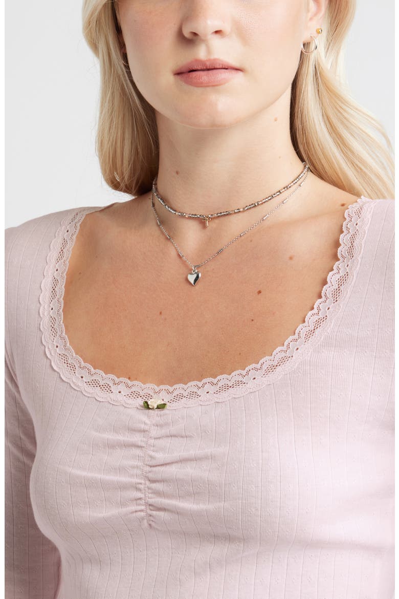 Pointelle Long Sleeve T-Shirt, Alternate, color, PINK PRIMROSE