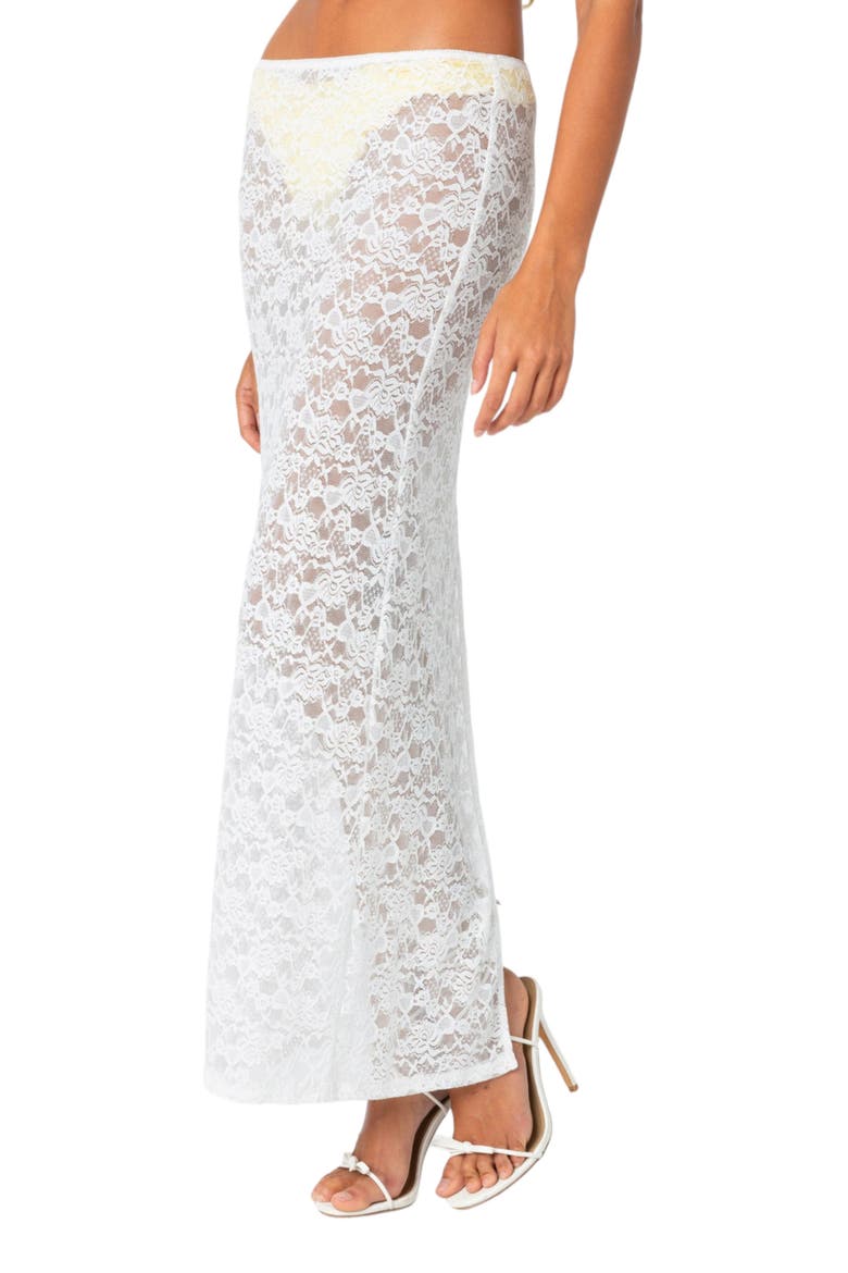 Oceana Sheer Lace Cover-Up Maxi Skirt, Alternate, color, WHITE