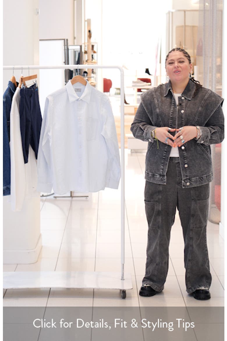 Boxy Long Sleeve Cotton Blend Button-Up Shirt video