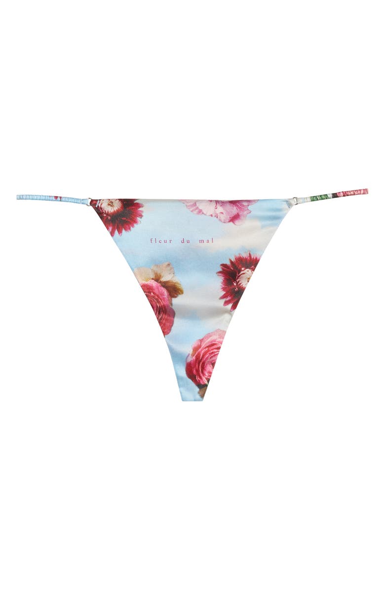 Fleur Du Mal Luxe Stretch Silk G-String, Alternate, color, Dreamy Floral Print