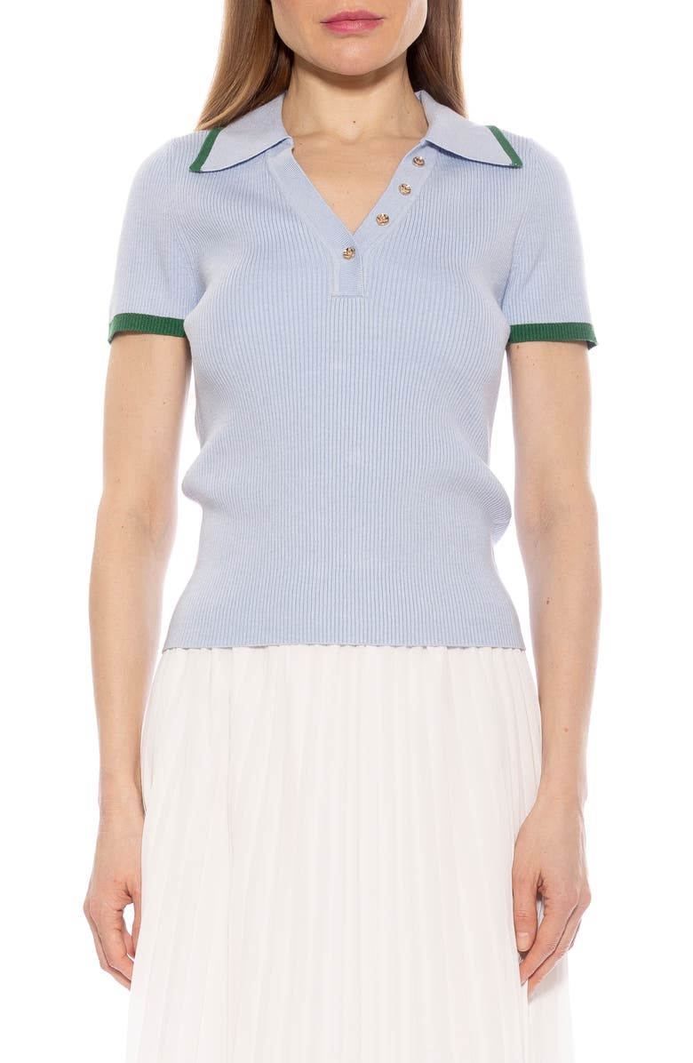 Alexia Admor Diara Knit Polo, Main, color, Halogen Blue
