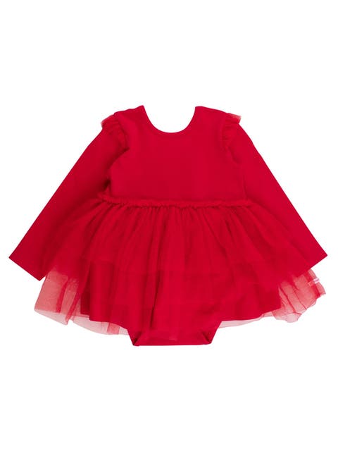 Baby Girls Flutter Tulle Long Sleeve Twirl Romper