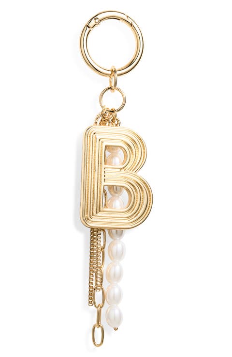 Initial Faux Pearl Bag Charm