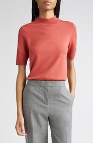 Lafayette 148 New York Mock Neck Short Sleeve Sweater