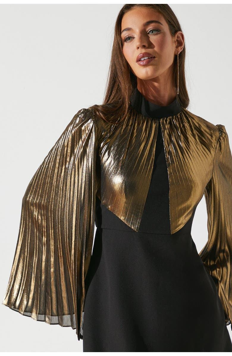 Coast Party Metallic Long Sleeve Mini Dress, Alternate, color, Dark Bronze