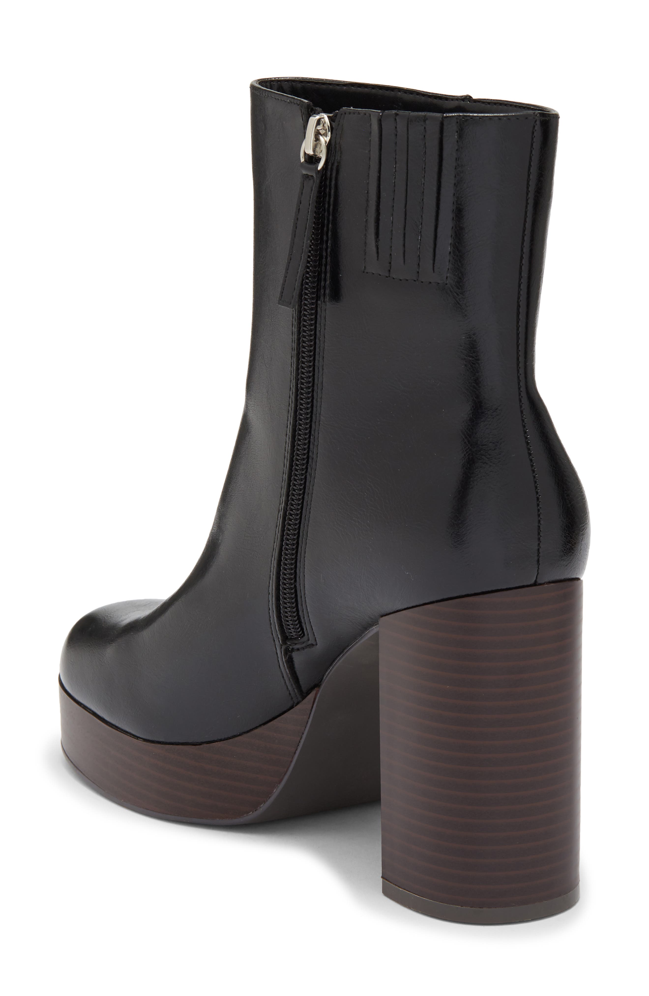 Bentley Faux Leather Platform Short Boot, Alternate, color, BLACK