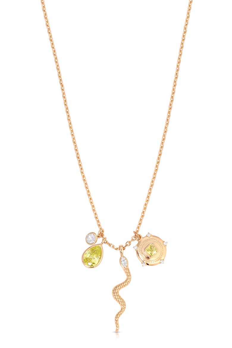 Serpent Radiance Charm Necklace, Main, color, PERIDOT