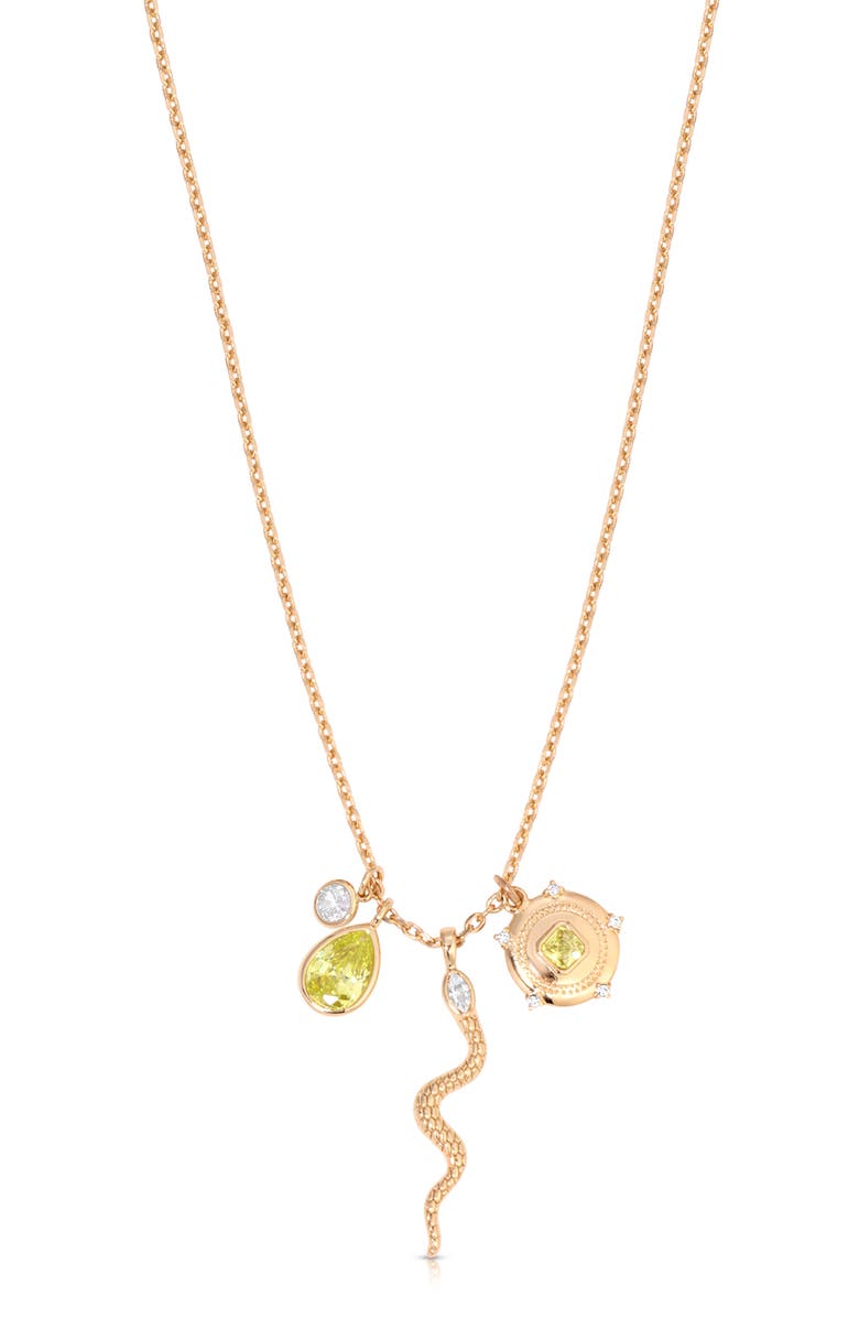 Ettika Serpent Radiance Charm Necklace, Main, color, Peridot
