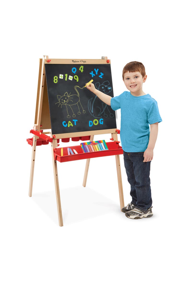 Wooden Easel with Chalkboard and Magnet Board, Alternate, color, 000