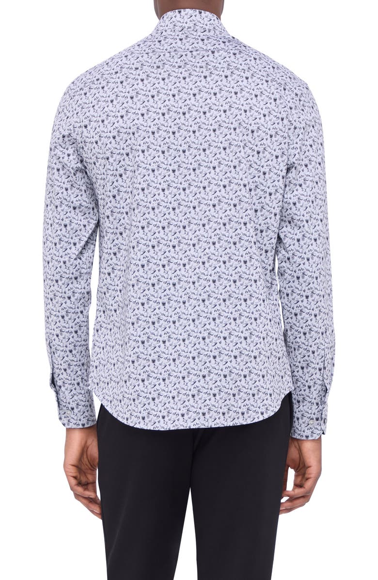 Bugatchi Jimmy OoohCotton<sup>®</sup> Cocktail Print Button-Up Shirt, Alternate, color, Zinc