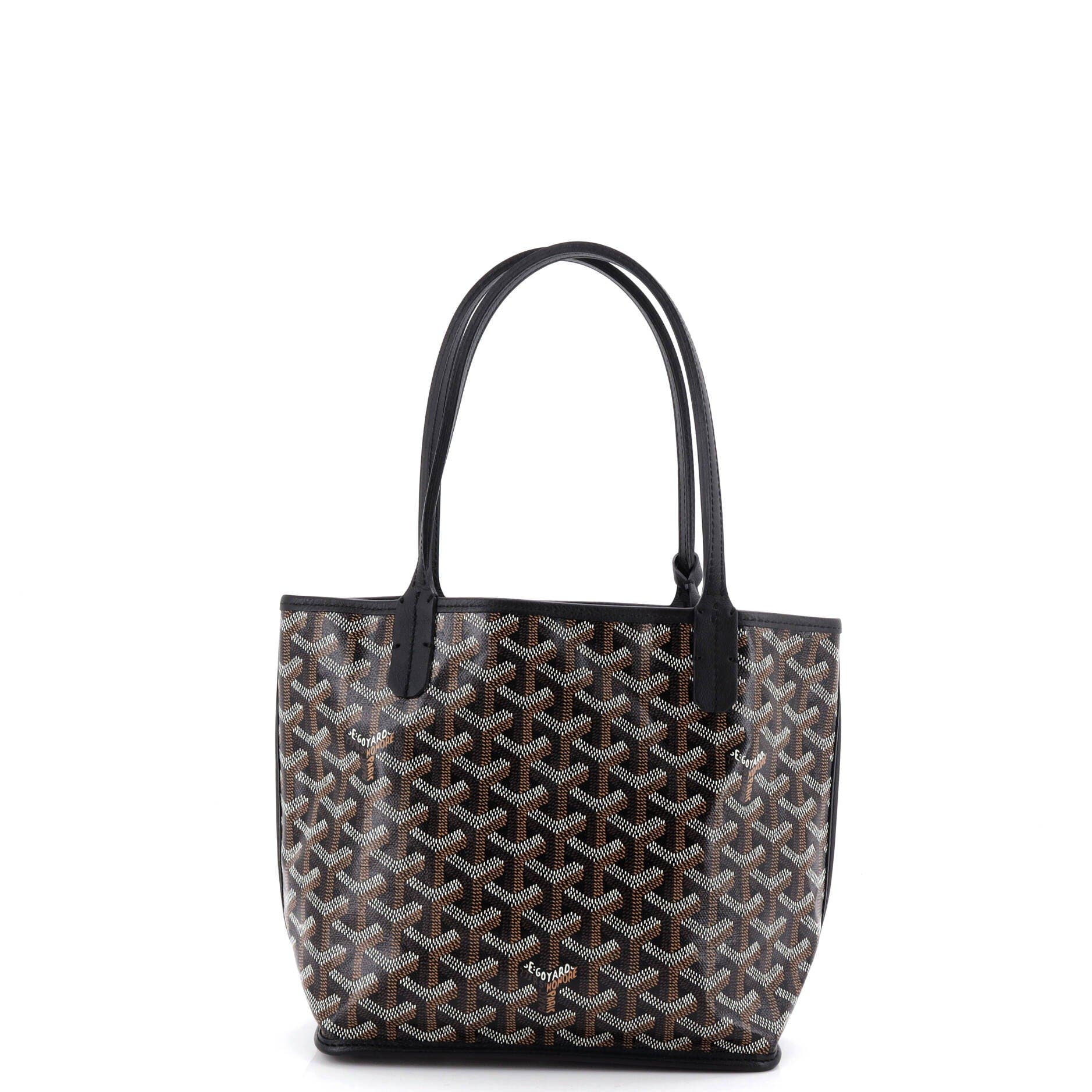 Pre-Owned Goyard Anjou Reversible Tote Coated Canvas Mini, Main, color, Black