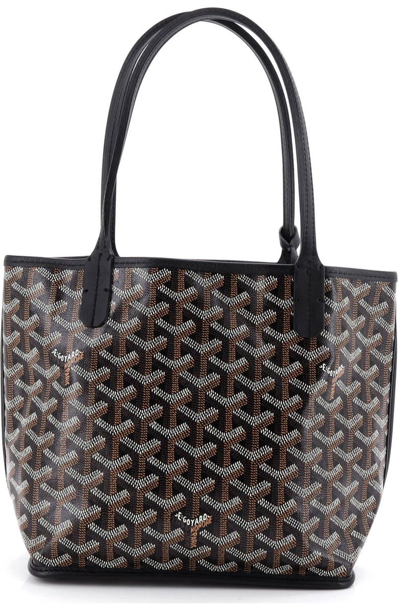 Pre-Owned Goyard Anjou Reversible Tote Coated Canvas Mini, Main, color, Black