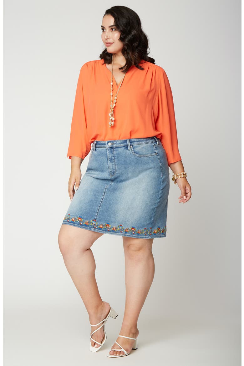 Embroidery Hem Denim Skirt, Alternate, color, CLEAN COHEED _ CLCOH