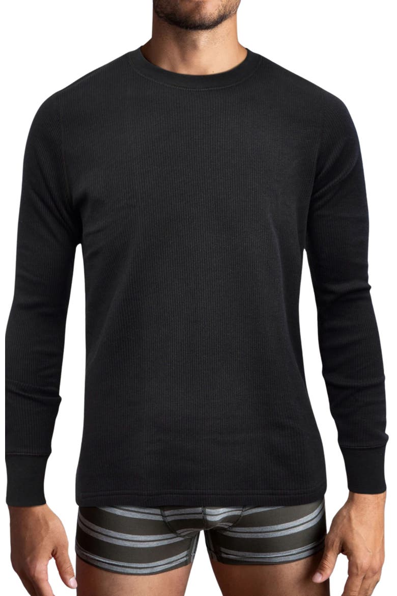Men's Therma Rib Long Sleeve Thermal Crew, Main, color, Black