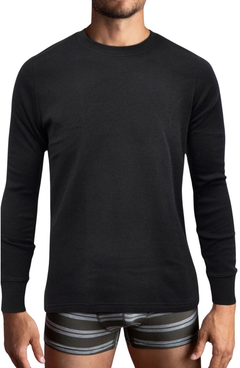 Watson's Men's Therma Rib Long Sleeve Thermal Crew, Main, color, Black