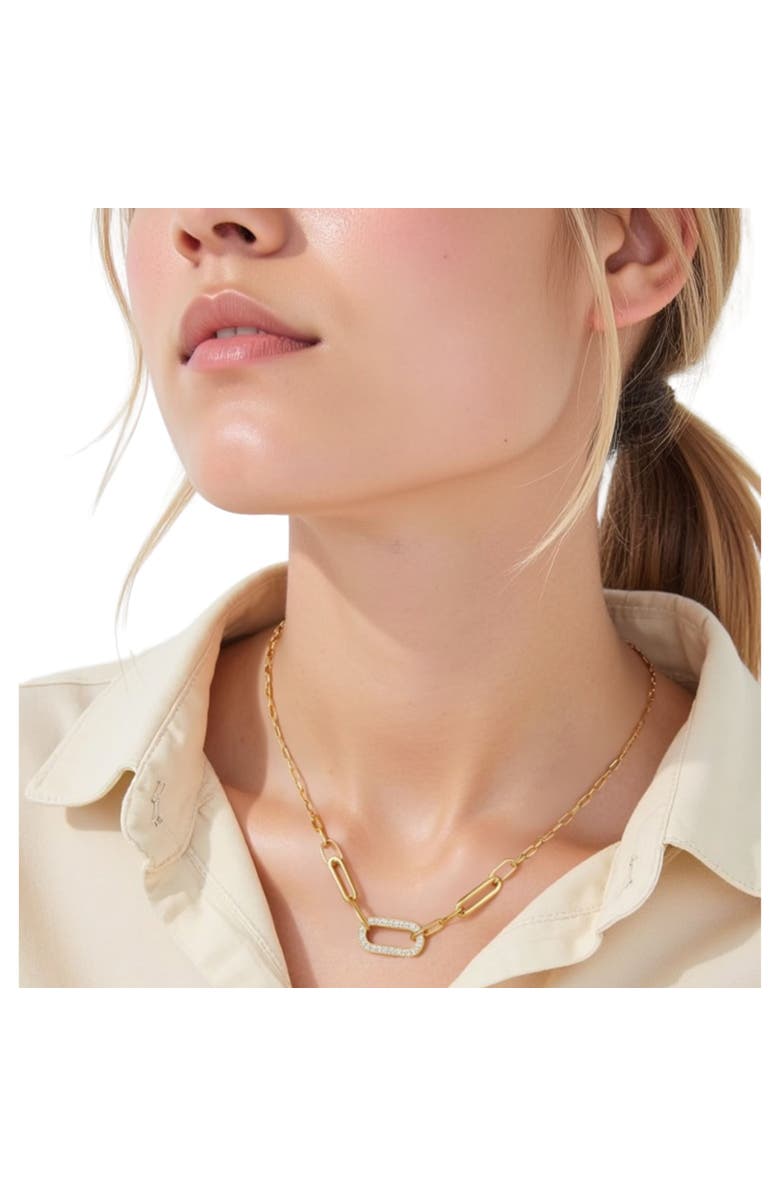 AKALIA Waterproof 18K Gold and Diamond Maillon Link Necklace, Alternate, color, Gold