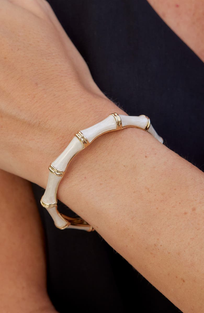 SAVVY CIE JEWELS 18K Gold Plated Enamel Bamboo Bangle Bracelet, Alternate, color, Yellow