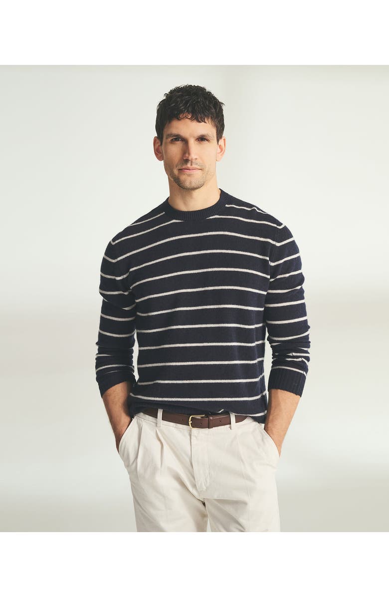 NAADAM Lightweight Cashmere Striped Crewneck, Main, color, Navy Combo