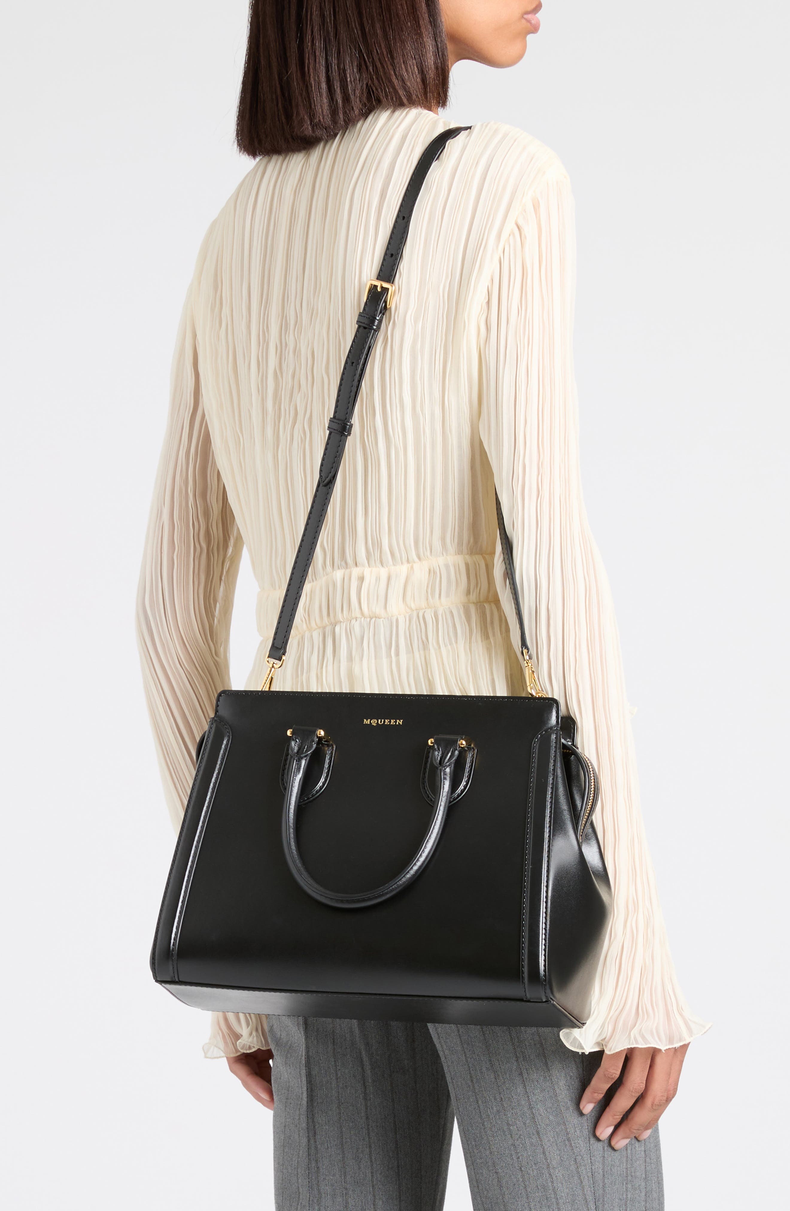 McQueen Large Birdee Boston Handbag, Alternate, color, 