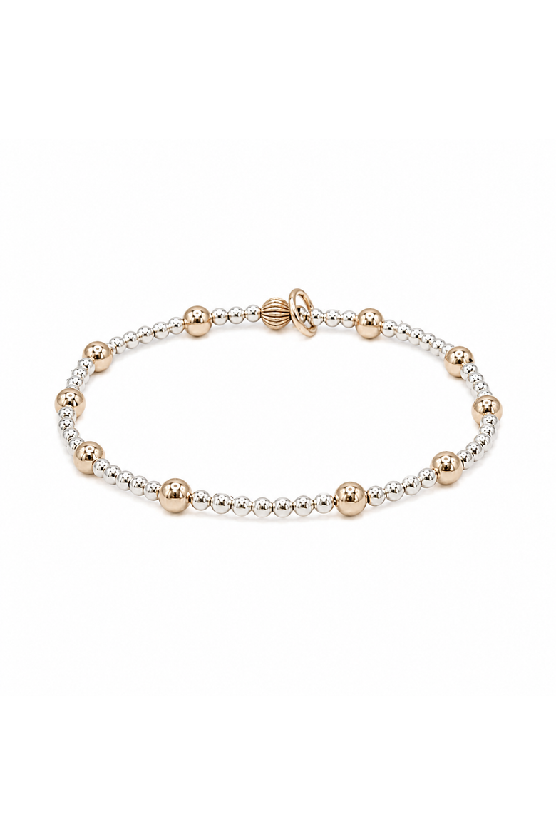 Eva Silver & Gold Beaded Bracelet, Main, color, Silver