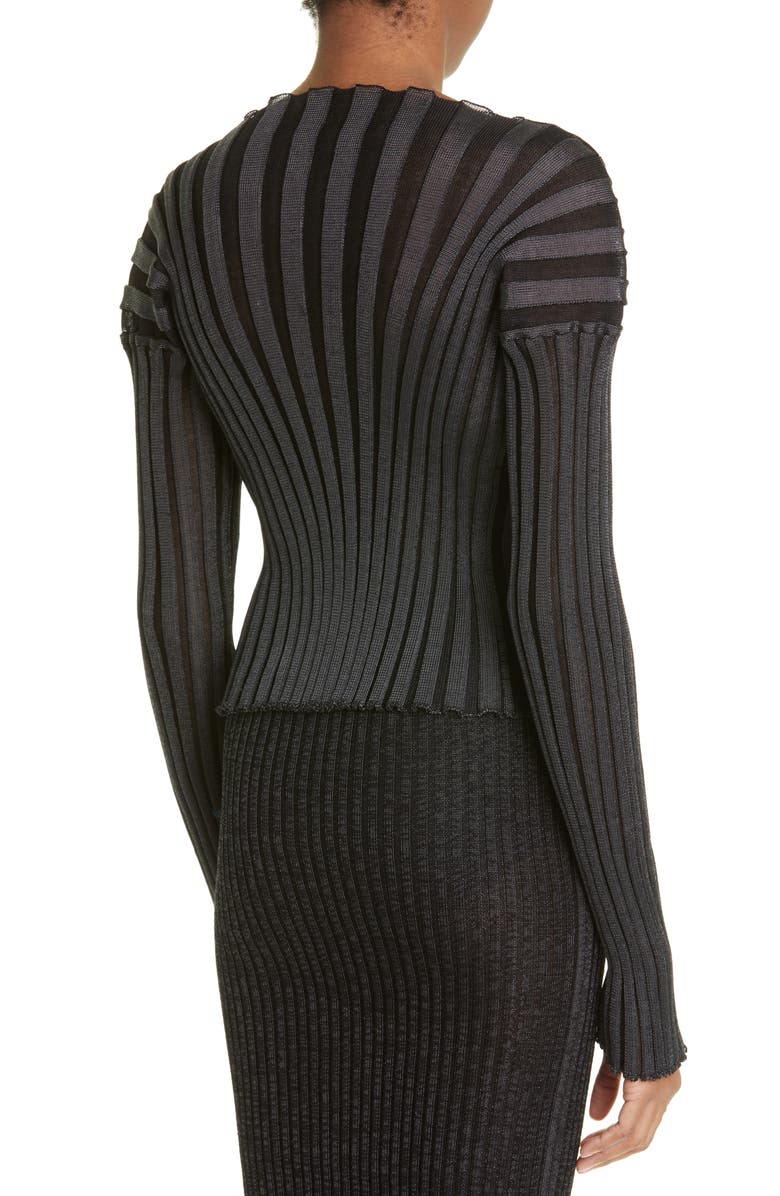 A. Roege Hove Katrine Reversible Ribbed Cotton Blend Cardigan, Alternate, color, 