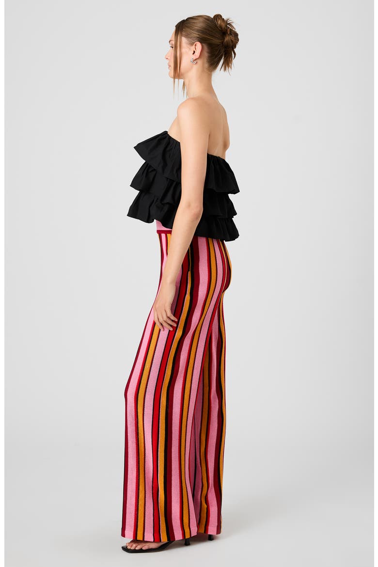 Motley Stripe Knit Flare Pants, Alternate, color, SUNKISSED ORANGE MULTI