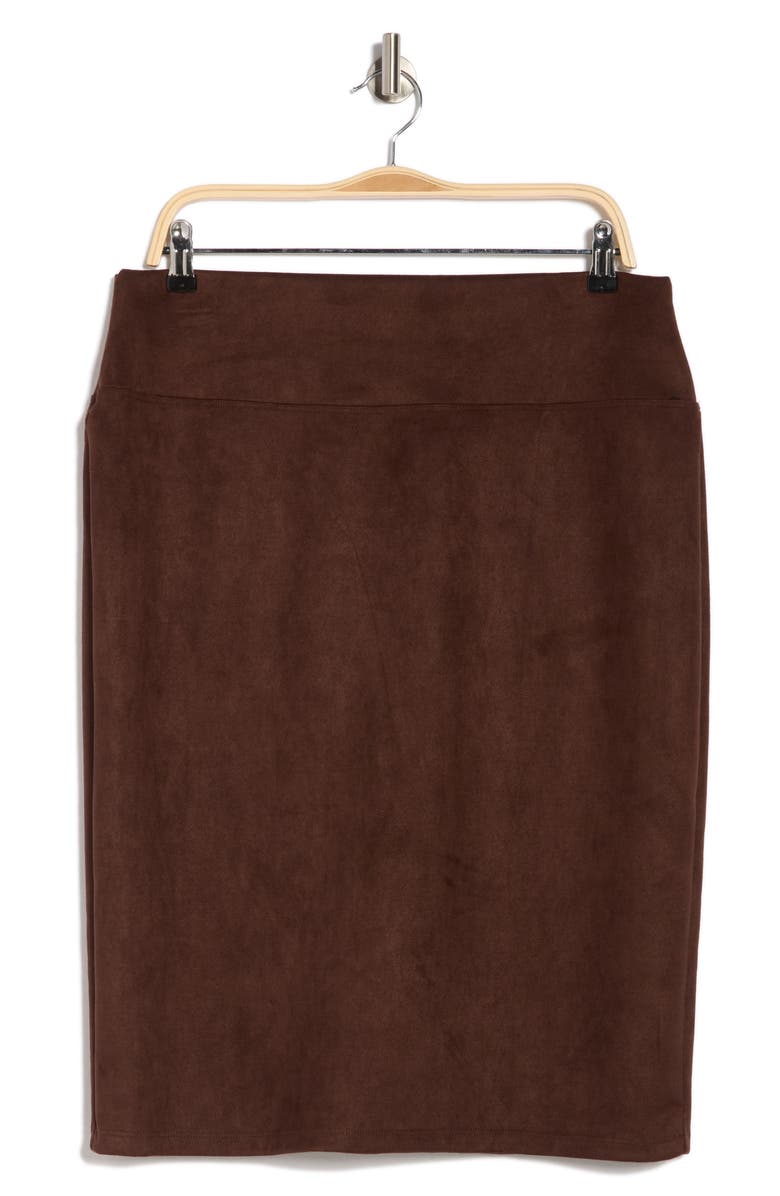 Renee C Faux Suede Pencil Skirt, Main, color, Chocolate