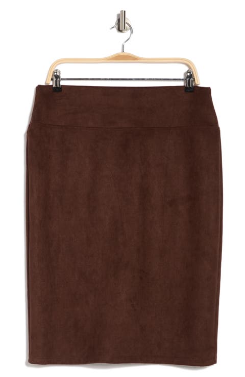 Faux Suede Pencil Skirt (Plus)