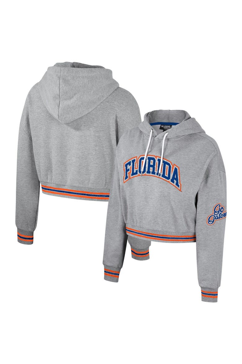Women's The Wild Collective Heather Gray Florida Gators Cropped Shimmer Pullover Hoodie, Main, color, Heather Gray