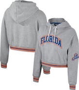 THE WILD COLLECTIVE Women's The Wild Collective Heather Gray Florida Gators Cropped Shimmer Pullover Hoodie