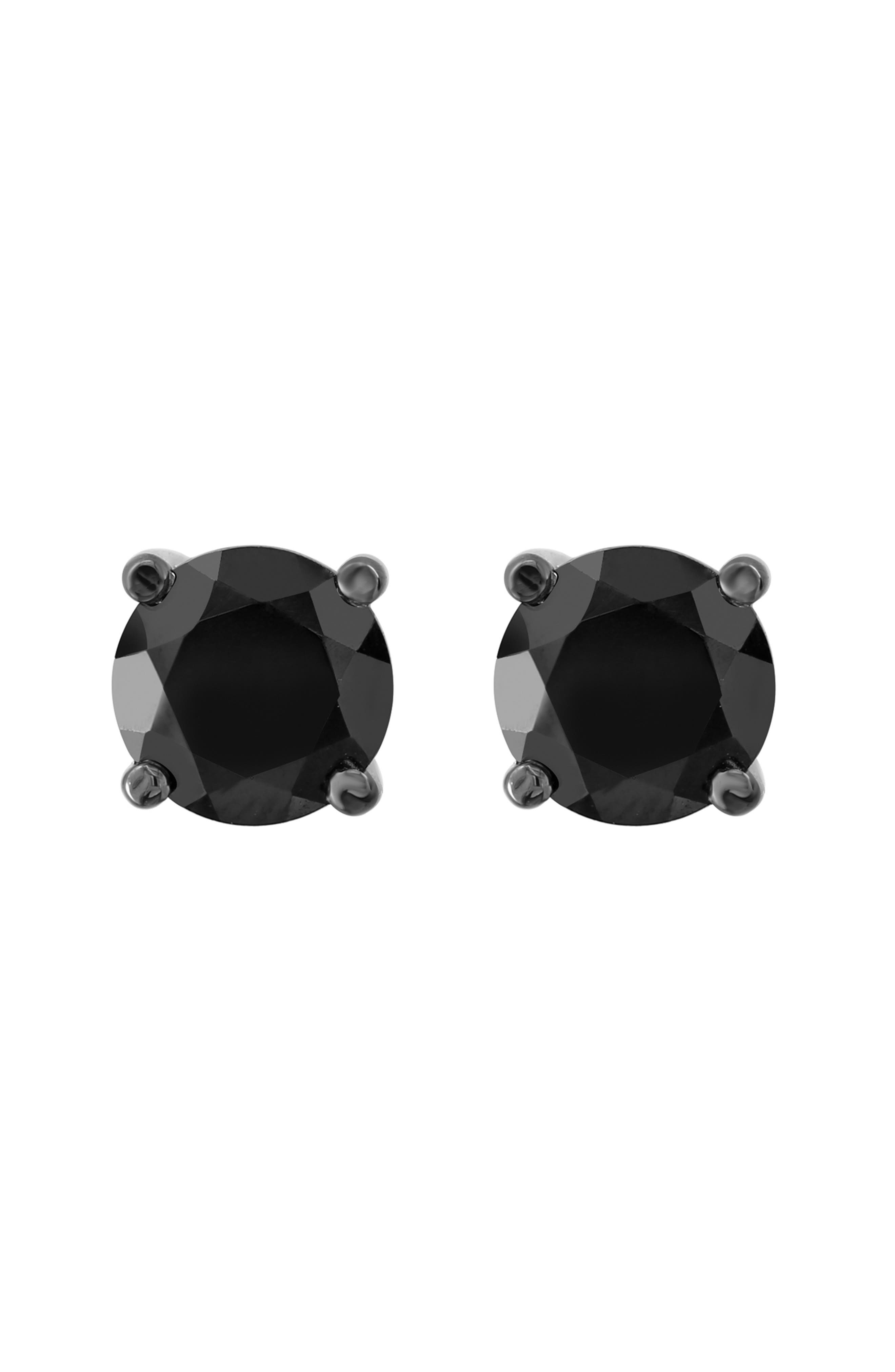 Sterling Silver Black Spinel Stud Earrings