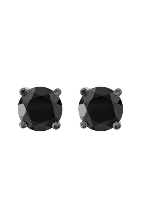 Sterling Silver Black Spinel Stud Earrings